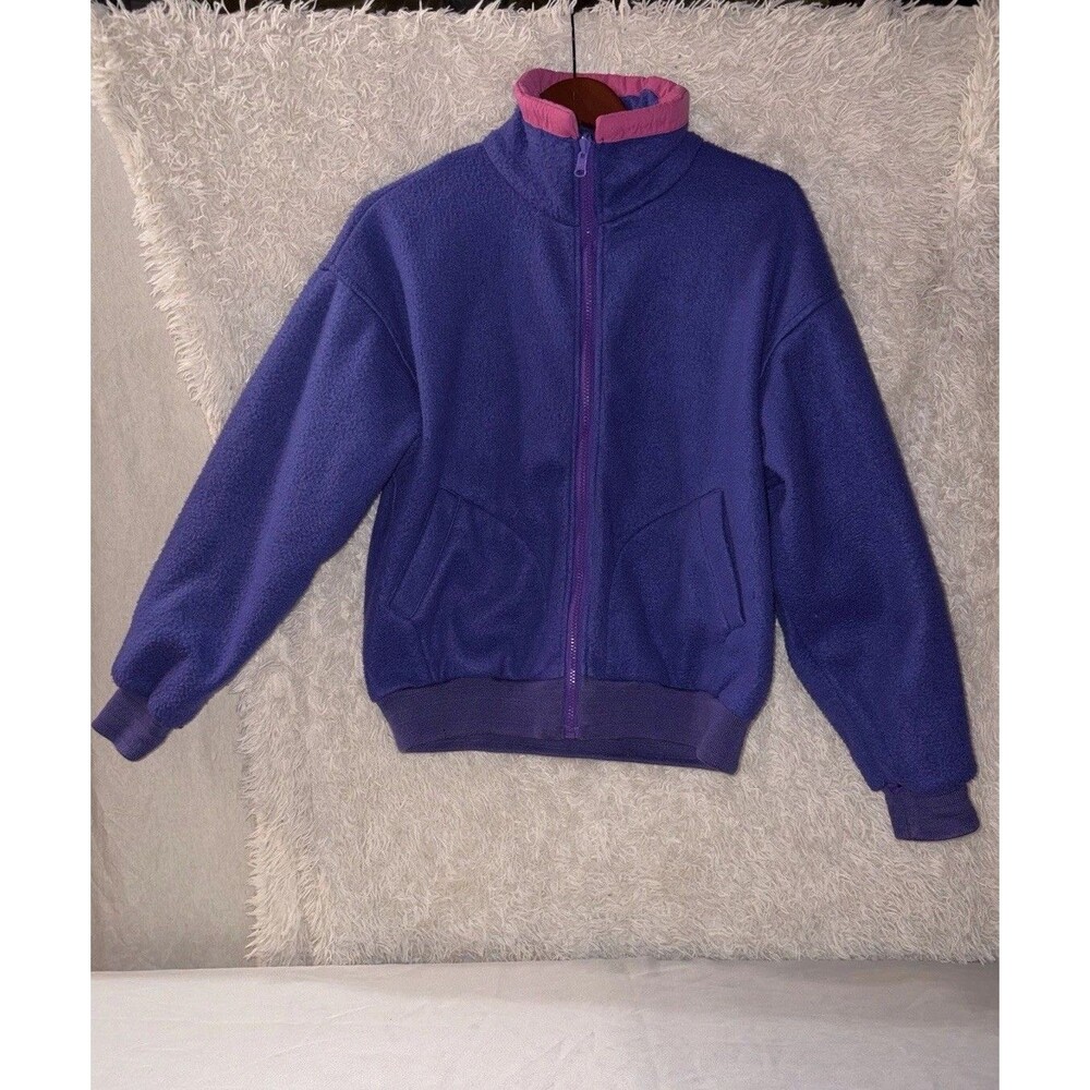 Vintage 90s Learsi Fleece Jacket Womens S Purple Pink Full Zip Retro USA Style